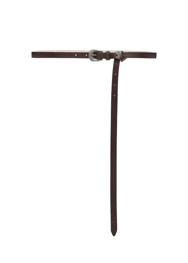 Long Croc-Embossed Leather Belt