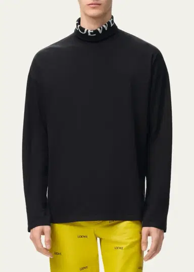 Loewe Men's Stretch Cotton Logo Turtleneck Sweater | Thumbnail 3