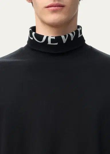 Loewe Men's Stretch Cotton Logo Turtleneck Sweater | Thumbnail 4
