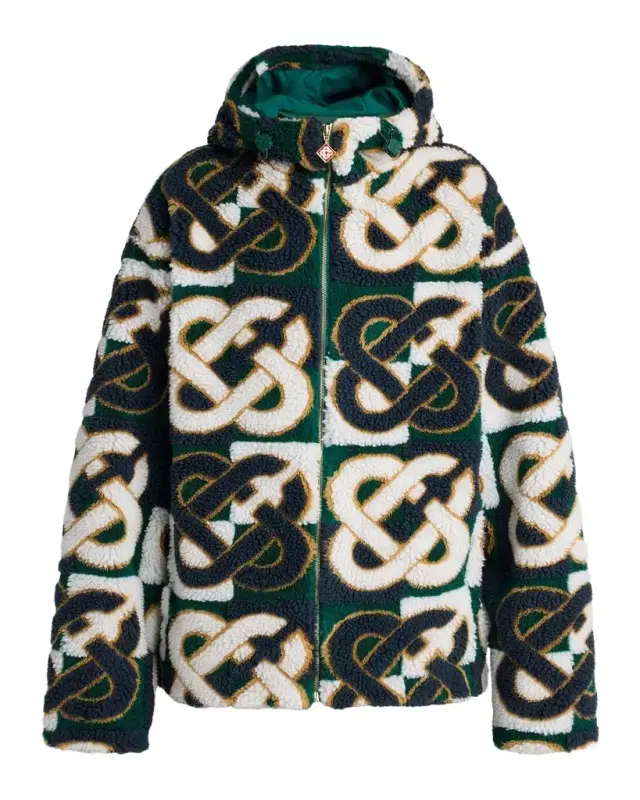 Casablanca Men's Check Monogram Hooded Fleece Jacket