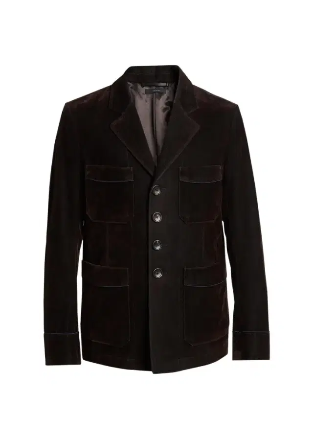 Tom Ford Men's Cotton Velvet Pipe-Trim Patch Pocket Blazer