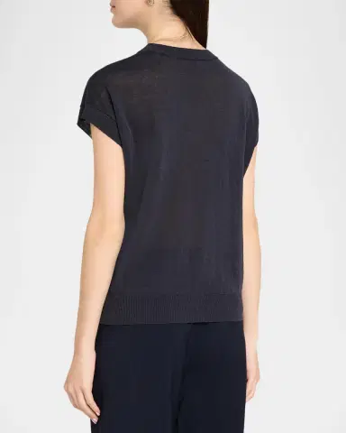 PESERICO Faux Patch Pocket Cap-Sleeve Sweater | Thumbnail 3