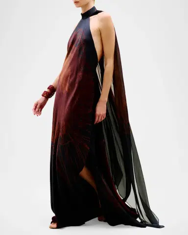 Silvia Tcherassi Sabina Maxi Dress with Cape | Thumbnail 2 Silvia Tcherassi Sabina Maxi Dress with Cape | Thumbnail 2