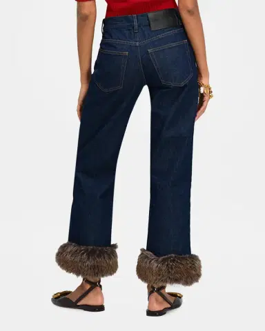 Marc Jacobs Faux-Fur-Trimmed Crop Jeans | Thumbnail 3
