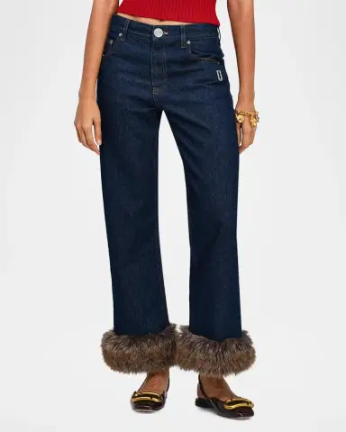 Marc Jacobs Faux-Fur-Trimmed Crop Jeans | Thumbnail 4
