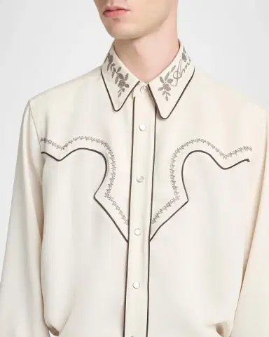 AMIRI Men's Embroidered-Trim Western Shirt | Thumbnail 5