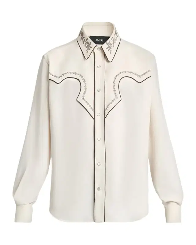 Men's Embroidered-Trim Western Shirt