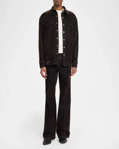 AMIRI Men's Flock Denim Western Shirt | Thumbnail 2
