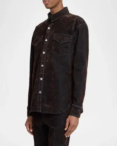 AMIRI Men's Flock Denim Western Shirt | Thumbnail 4