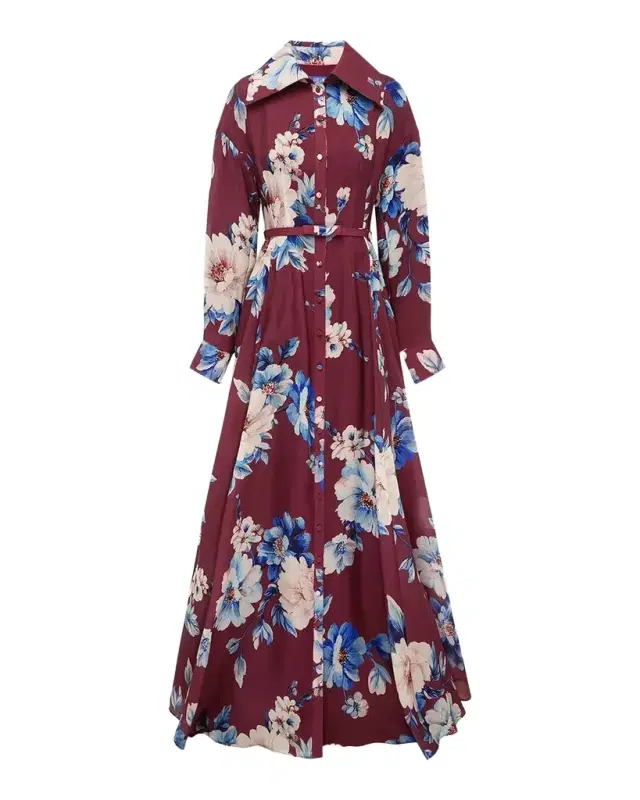 LEO LIN Josephine Floral-Print Silk Gown