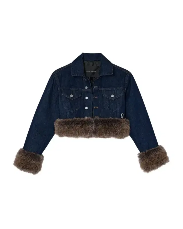 Marc Jacobs Faux-Fur-Trim Shrunken Trucker Jacket