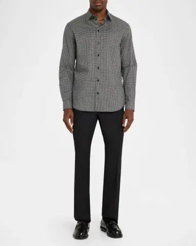 Emporio Armani Men's Geometric Cotton-Stretch Sport Shirt | Thumbnail 2