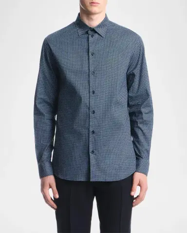 Emporio Armani Men's Geometric Cotton-Stretch Sport Shirt | Thumbnail 4