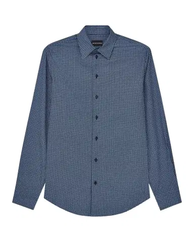 Emporio Armani Men's Geometric Cotton-Stretch Sport Shirt | Thumbnail 1