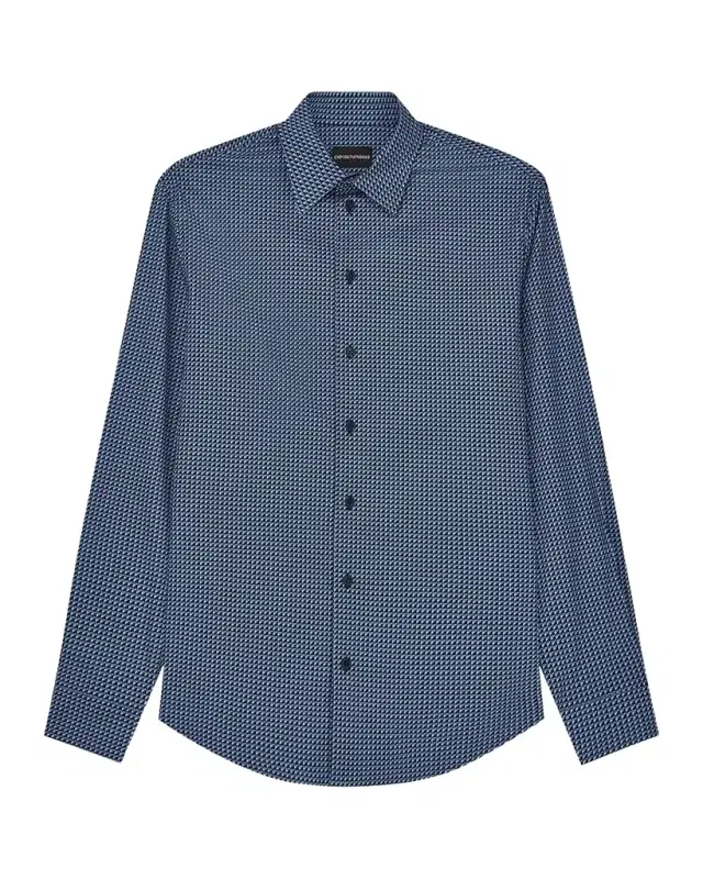 Emporio Armani Men's Geometric Cotton-Stretch Sport Shirt