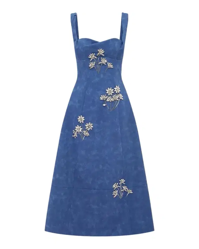 LEO LIN Beatrice Crystal-Embellished Vegan Suede Midi Dress
