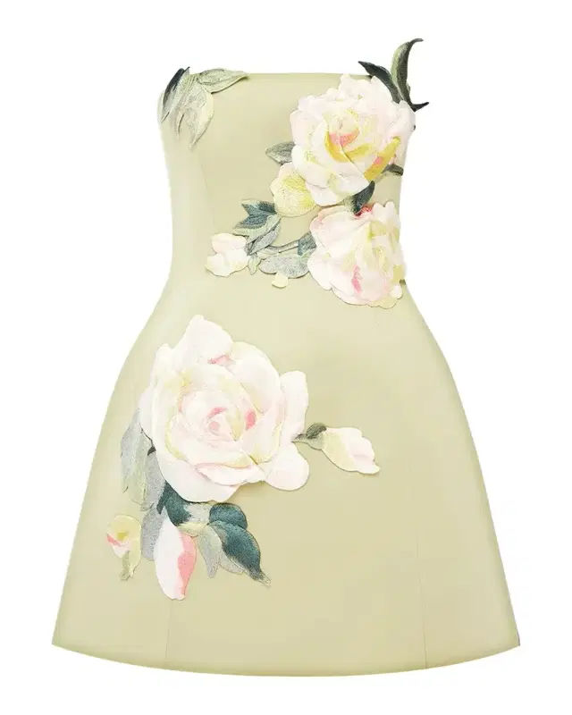LEO LIN Roselle Strapless Floral Applique Mini Dress