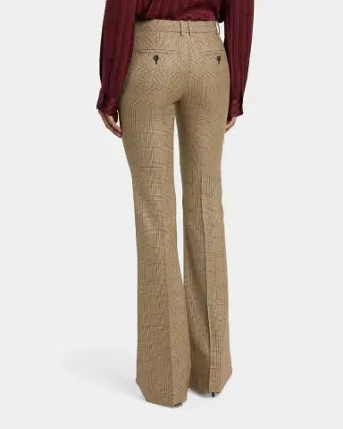 Saint Laurent Puppytooth Prince of Wales Wool Flared Pants | Thumbnail 3 Saint Laurent Puppytooth Prince of Wales Wool Flared Pants | Thumbnail 3
