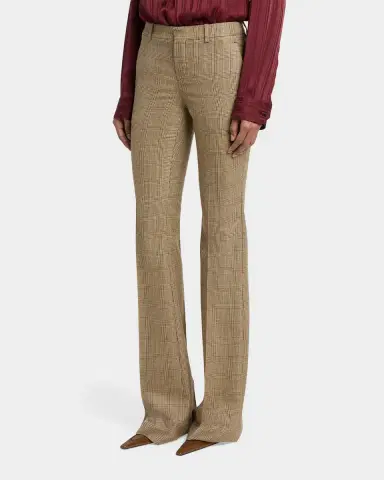 Saint Laurent Puppytooth Prince of Wales Wool Flared Pants | Thumbnail 4 Saint Laurent Puppytooth Prince of Wales Wool Flared Pants | Thumbnail 4