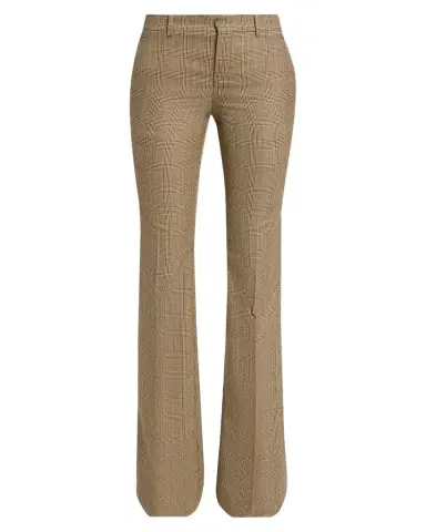Saint Laurent Puppytooth Prince of Wales Wool Flared Pants | Thumbnail 1 Saint Laurent Puppytooth Prince of Wales Wool Flared Pants | Thumbnail 1