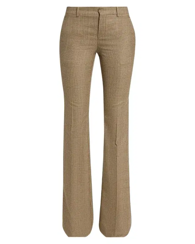 Saint Laurent Puppytooth Prince of Wales Wool Flared Pants