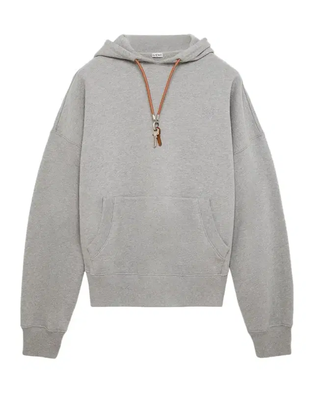 Men's Relaxed Fit Fleece Leather-Drawstring Hoodie