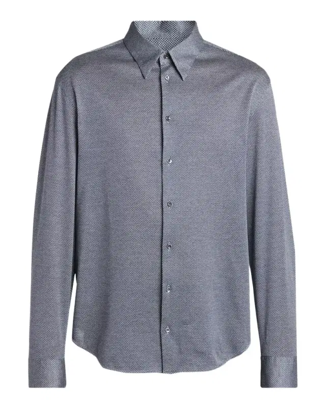 Men's Silk-Blend Micro-Chevron Button-Down Shirt