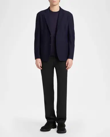 Giorgio Armani Men's Rib-Knit Wool-Blend T-Shirt | Thumbnail 2