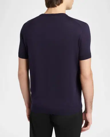 Giorgio Armani Men's Rib-Knit Wool-Blend T-Shirt | Thumbnail 3