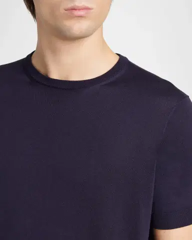 Giorgio Armani Men's Rib-Knit Wool-Blend T-Shirt | Thumbnail 5