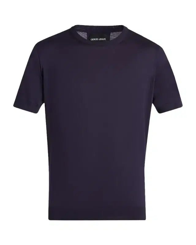 Giorgio Armani Men's Rib-Knit Wool-Blend T-Shirt