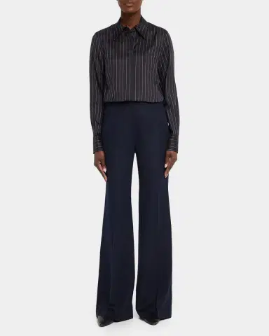 Lafayette 148 New York Pinstripe Button-Front Blouse | Thumbnail 2