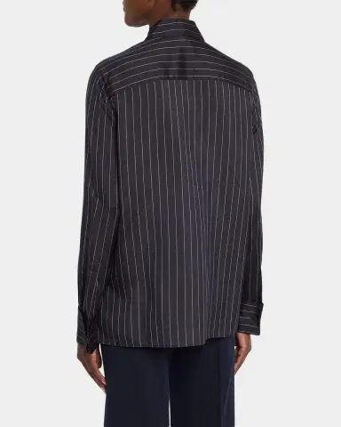 Lafayette 148 New York Pinstripe Button-Front Blouse | Thumbnail 3