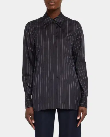 Lafayette 148 New York Pinstripe Button-Front Blouse | Thumbnail 4