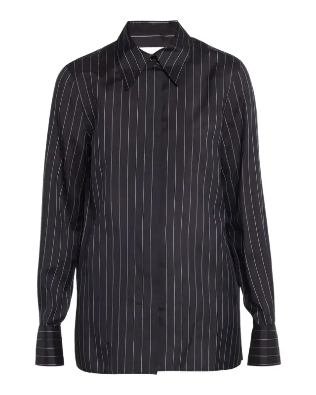 Lafayette 148 New York Pinstripe Button-Front Blouse