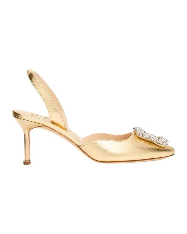 Manolo Blahnik 90mm BB Metallic Leather Pumps