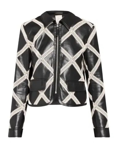 Cinq à Sept Audree Crochet-Trim Faux Leather Jacket | Thumbnail 1