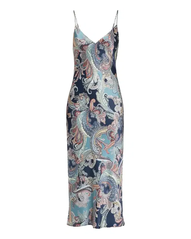 L'Agence Seridie Paisley Mid-Length Slip Dress