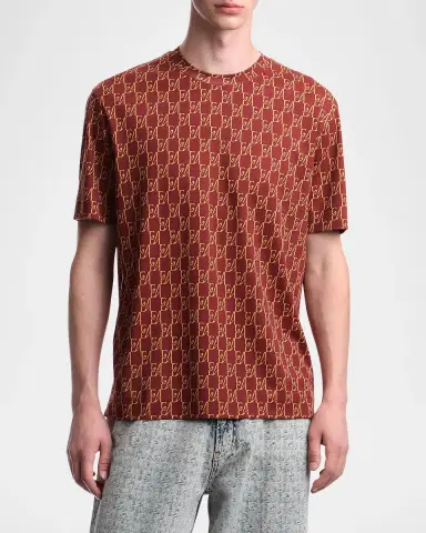 Emporio Armani Men's All-Over Logo Crewneck T-Shirt | Thumbnail 4