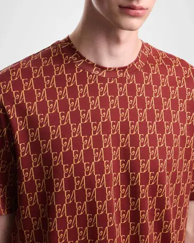 Emporio Armani Men's All-Over Logo Crewneck T-Shirt | Thumbnail 5