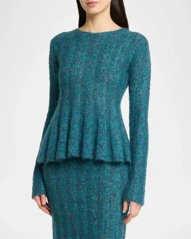 Proenza Schouler Joelle Mohair Cable Knit Peplum Sweater | Thumbnail 4