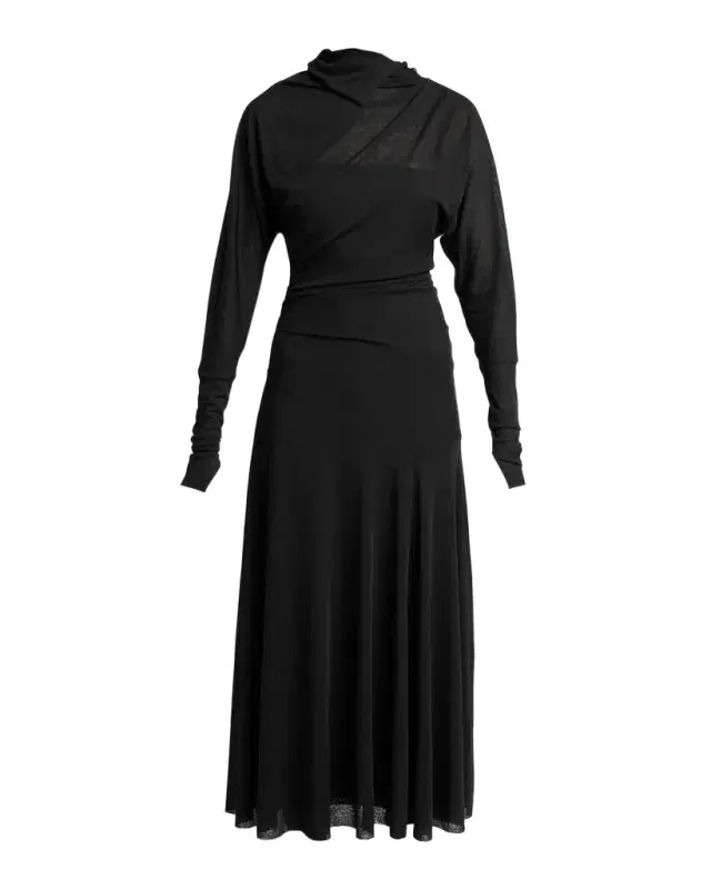 Proenza Schouler Golda Draped Long-Sleeve Ankle Dress