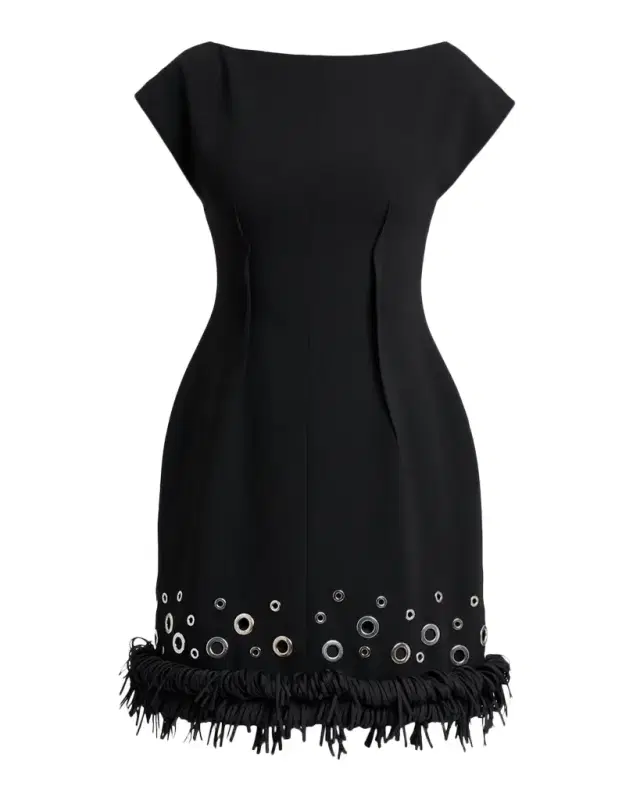 Proenza Schouler Grazziela Grommet Embellished Fringed Mini Dress
