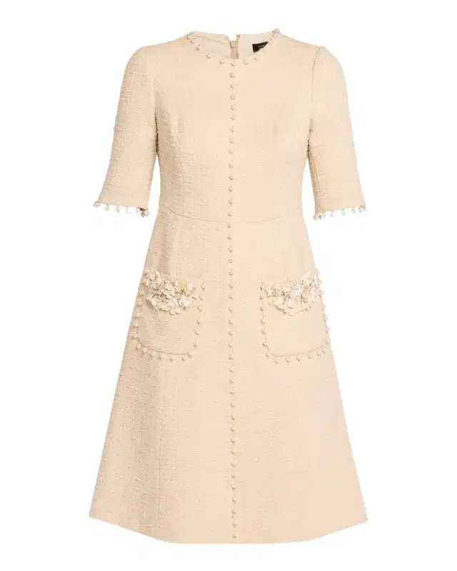 Rickie Freeman for Teri Jon Bead-Embellished Boucle Dress