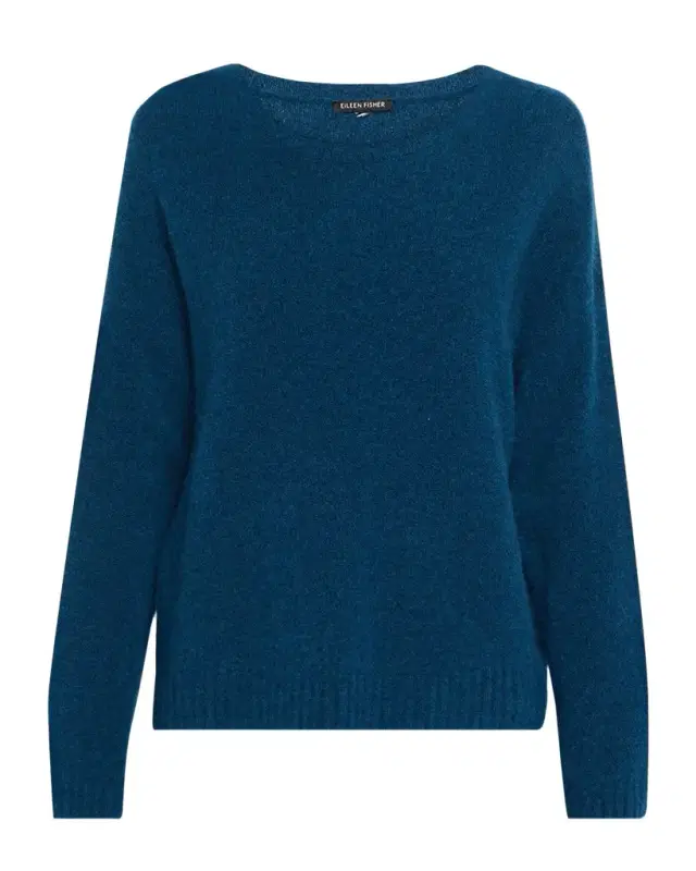 Eileen Fisher Crewneck Boucle Knit Cashmere-Silk Sweater