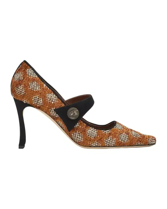 Manolo Blahnik Petronia Geometric Mary Jane Pumps