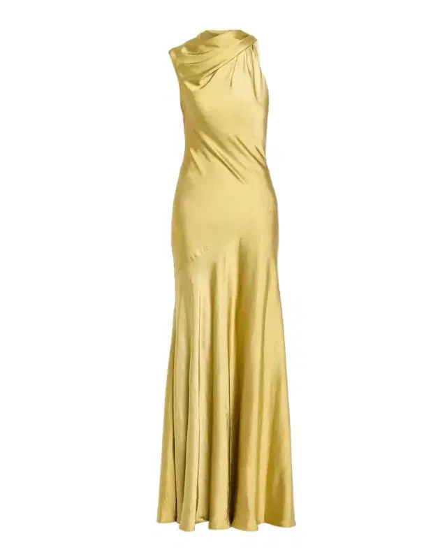 Amsale Liquid Satin Draped Gown