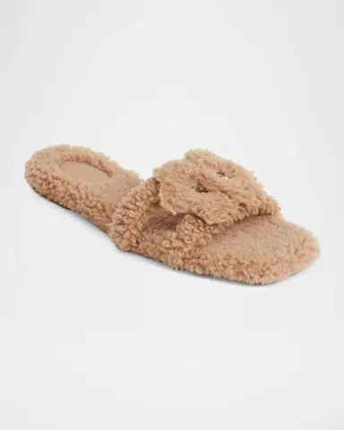 Simkhai Monogram Shearling Flat Slide Sandals | Thumbnail 2 Simkhai Monogram Shearling Flat Slide Sandals | Thumbnail 2