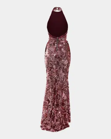 Zhivago No More Songs Sequined Halter Column Gown | Thumbnail 5