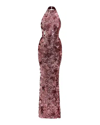 Zhivago No More Songs Sequined Halter Column Gown | Thumbnail 1